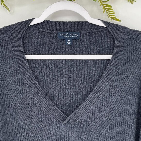 BAREFOOT DREAMS Sweater Womens Plus Size !X V-Neck CozyChic Ultra Lite Pullover - Picture 2 of 6